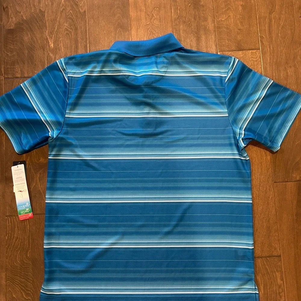 Pro Tour Men's AirPlay Blue Striped Golf Polo Shirt‎ NWT- Size L